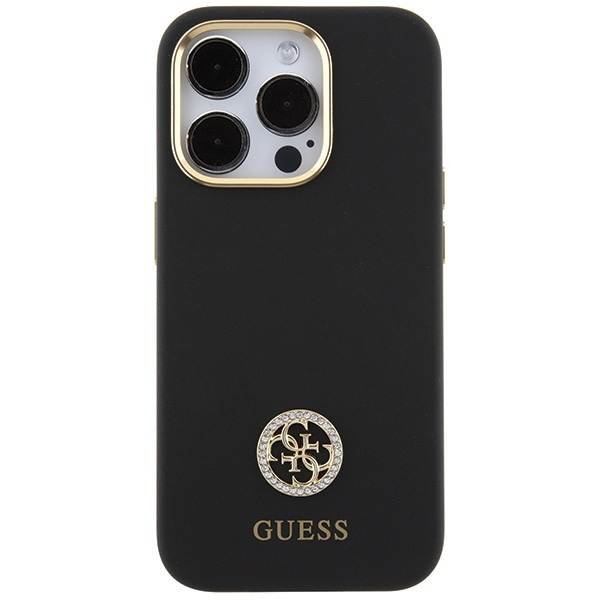 iPhone 15 Pro Hardcase Hülle Strass Metall Logo (GUHCP15LM4DGPK) - Schwarz / Gold