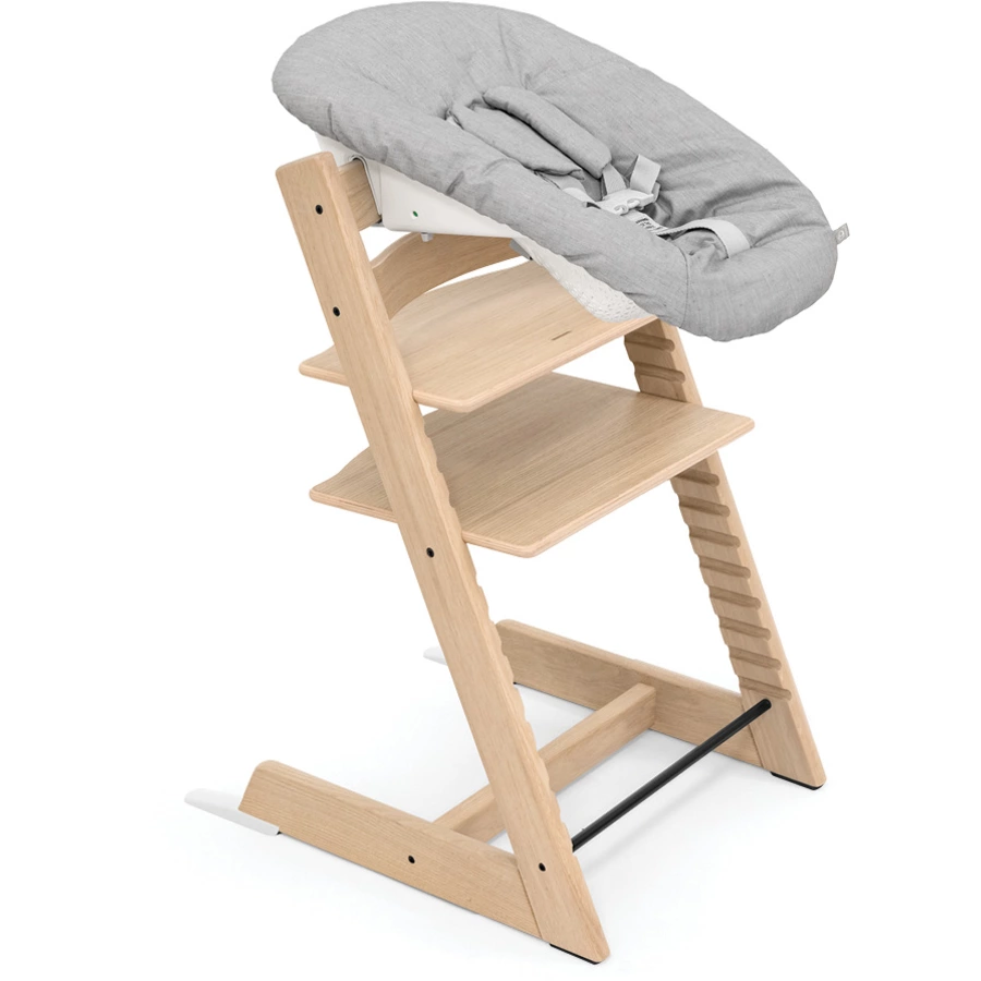 STOKKE® Mega Tripp Trapp® Set Hochstuhl Oak natur inkl. Newborn Set™ Grey und Baby Set natur