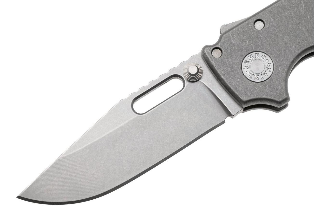 Demko MG AD20 Shark-Lock, Stonewashed MagnaCut Clip Point, MGAD20-MAG-SMT-TI, Smooth Titanium zakmes