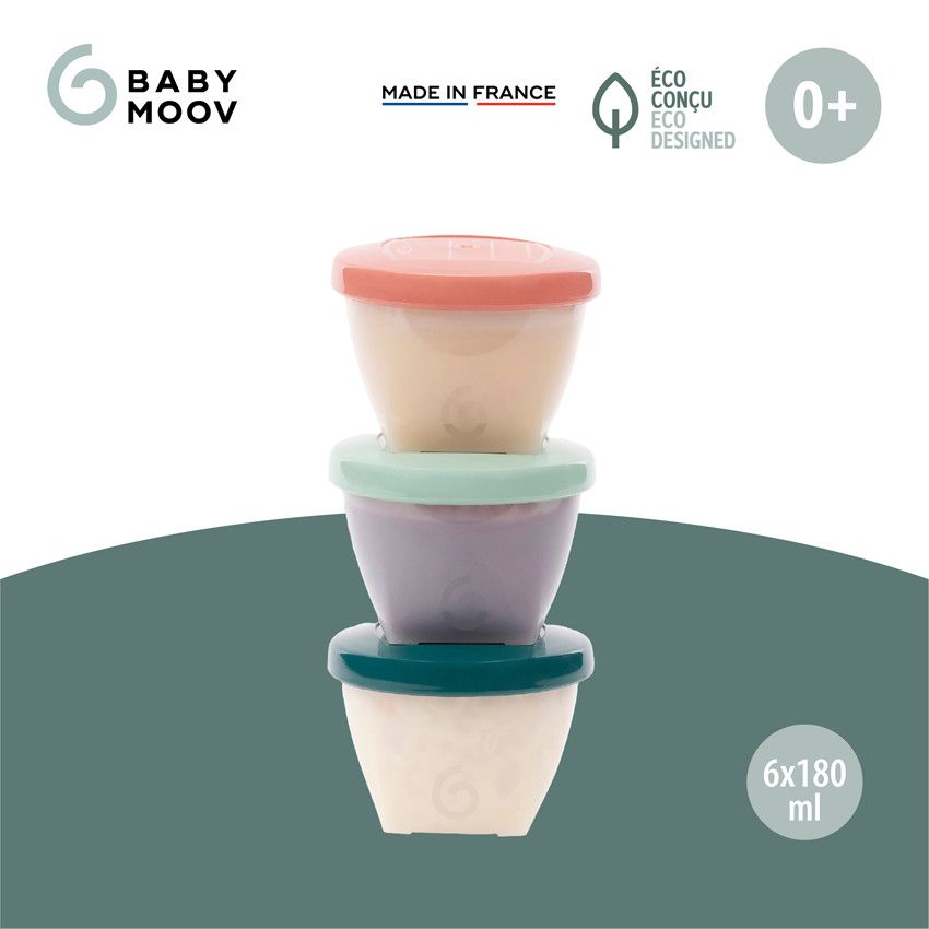 Lot de 6 pots de conservation Babybols Biosources - 180 ml - Ecru