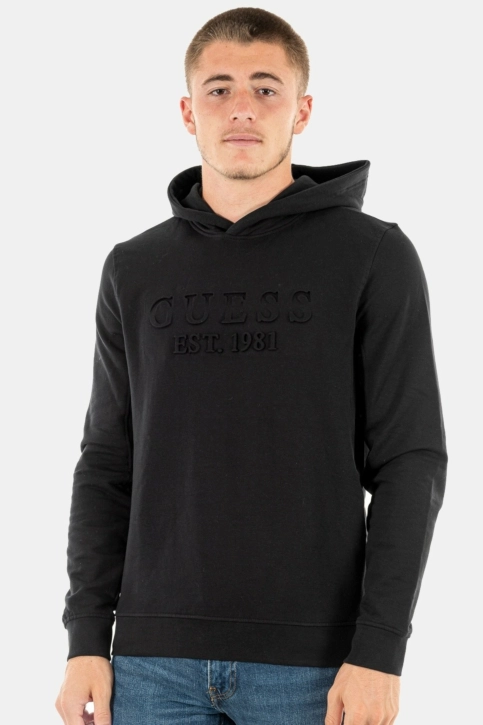 sweat guess jeans beau hoodie jblk jet black a996