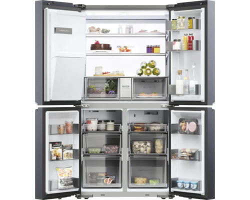 HAIER HCR7918EIMB Multi Door koel-vriescombinatie, BxHxD 90,5 x 177,75 x 73,8 cm, koelvak 323 l, vriesvak 278 l, zwart