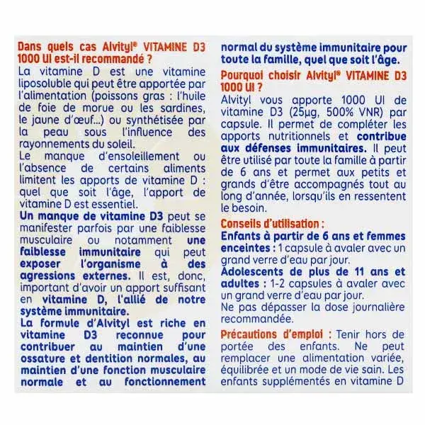 Alvityl Vitamina D3 1000UI, para maiores de 6 anos, 60 cápsulas