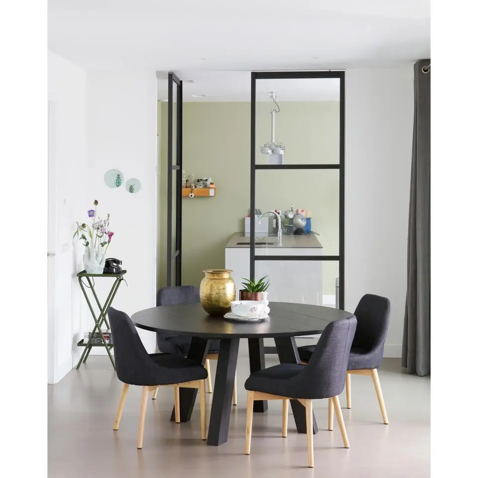 WOOOD Rhonda Eetkamertafel XL - Eiken - Blacknight - Ø150 cm