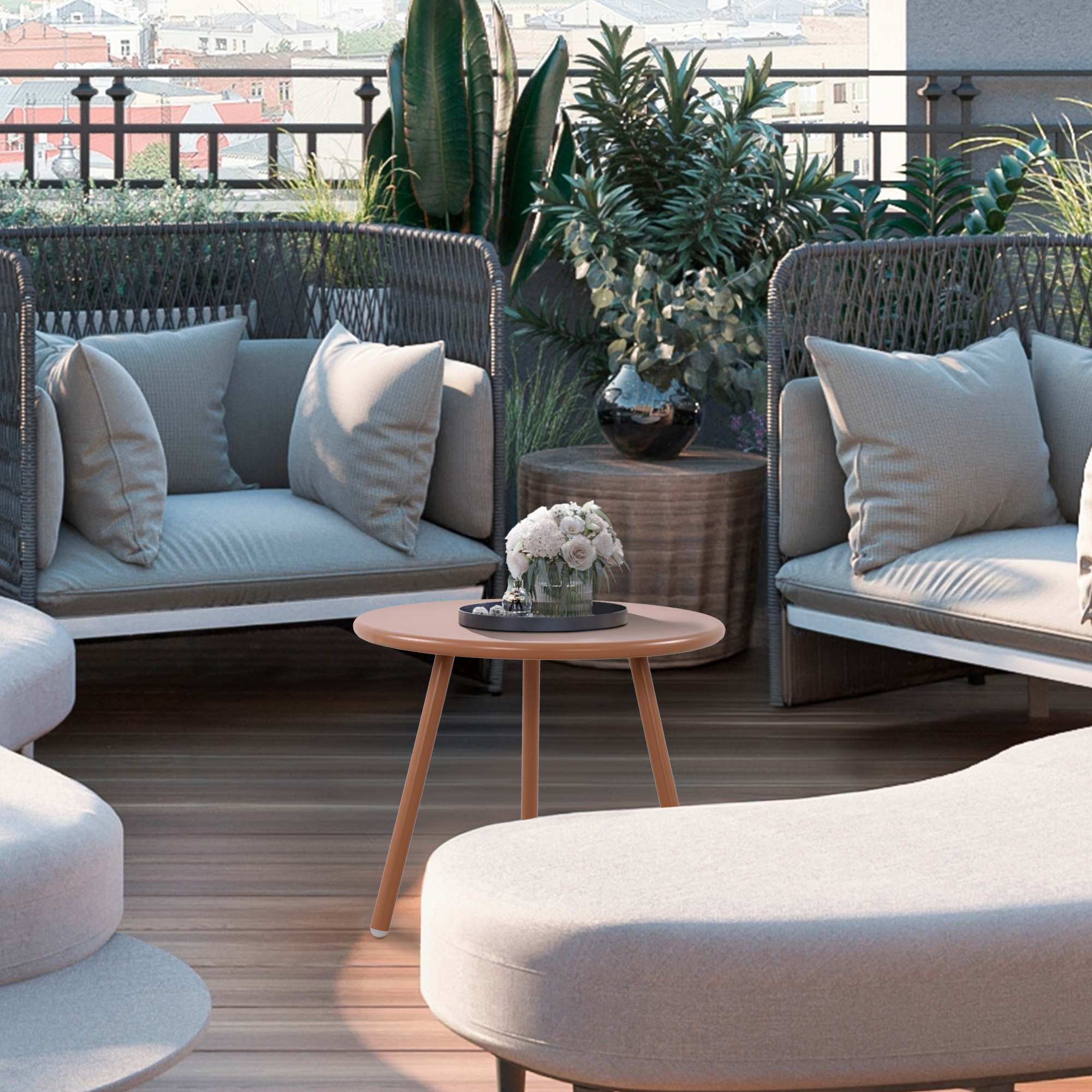 CLP Couchtisch Berea I Runder Loungetisch für draußen und drinnen I Gartentisch wetterfest und UV-beständig I Outdoor Beistelltisch
