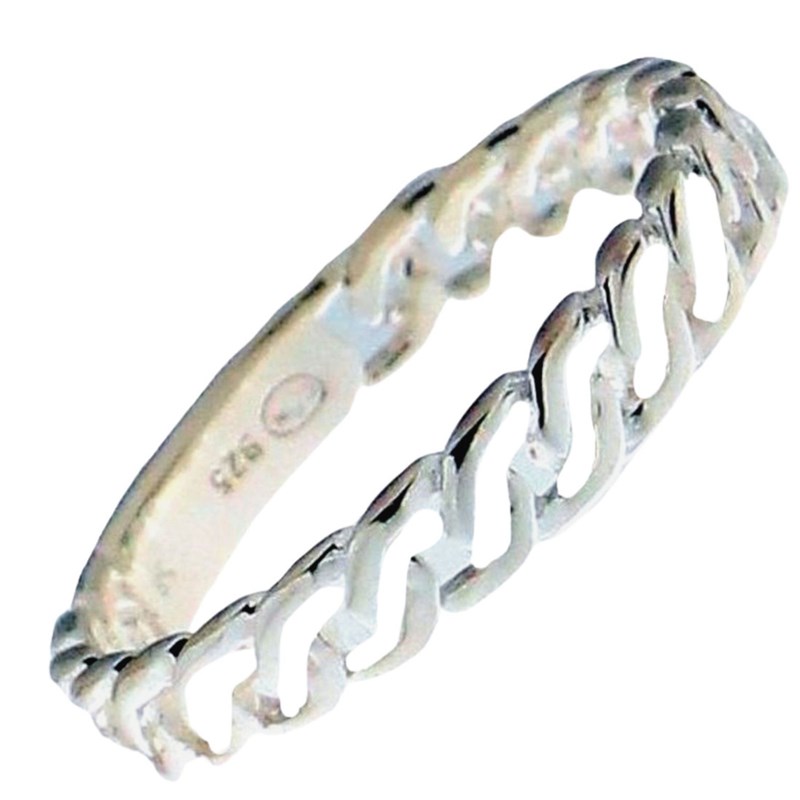 Bague anneau femme taille 50 maille gourmette entrelacée en argent