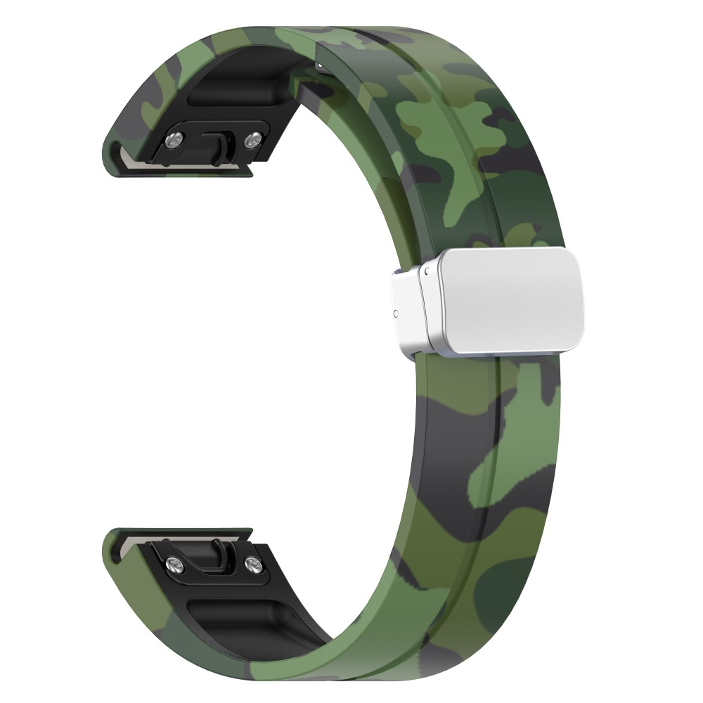 Samsung Galaxy Watch 7 (44mm) Silikon Sport Armband mit Magnet-Verschluss (Gelenkumfang: 180-240 mm) - Camouflage / Grün