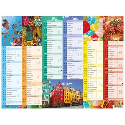 Calendrier Color Story - 6 mois par face - 40,5 x 55 cm - Oberthur