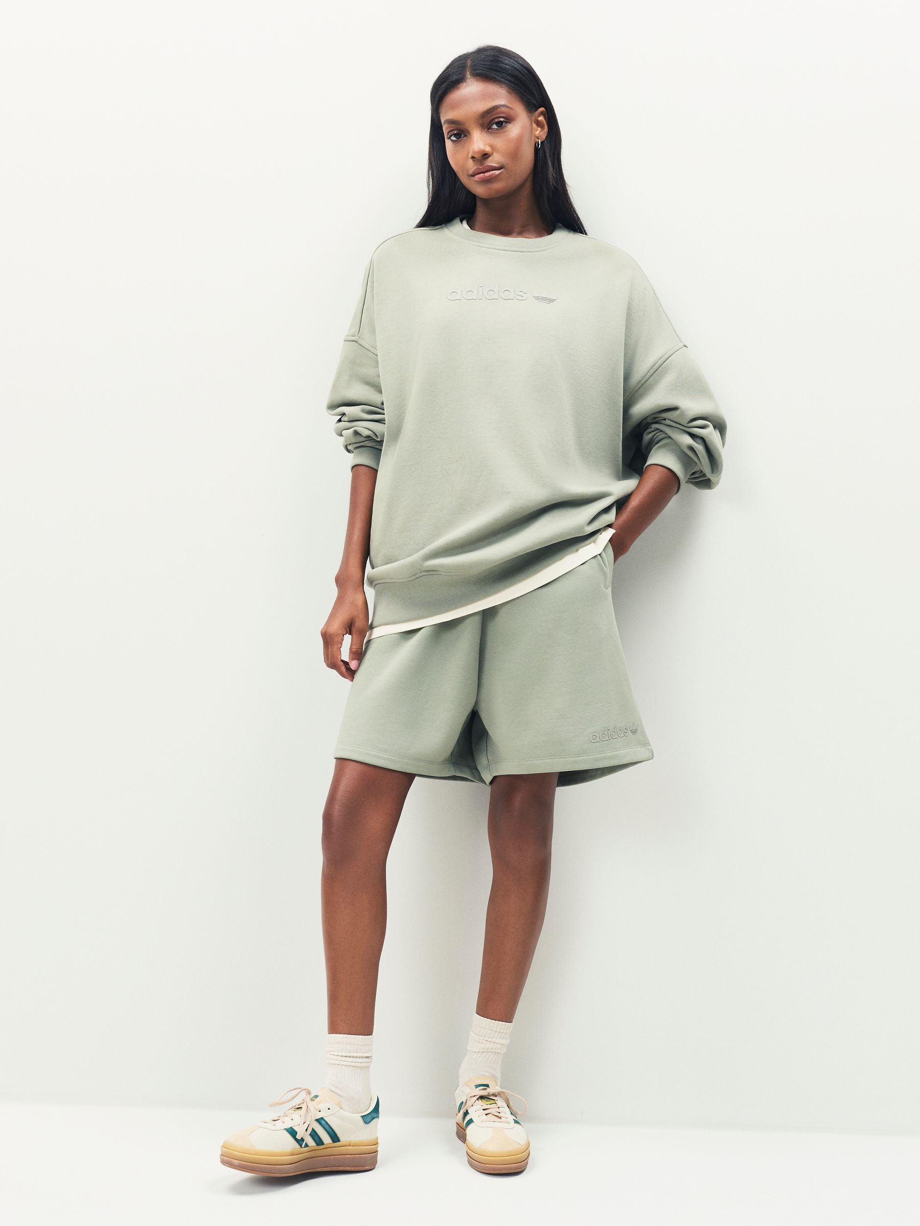 Lichtgroen - adidas Originals Essentials Linear Oversize Crew Sweatshirt
