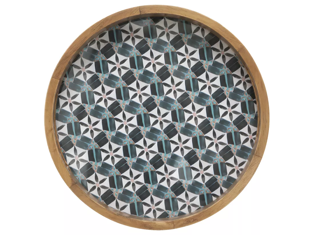 Set de 2 Plateaux en Bois et Verre