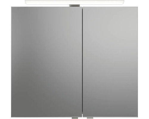 Pelipal Sunline 121 badkamermeubelset, BxHxD 81 x 200 x 46 cm, hoogglans witte fronten, met mineraalstenen wastafel, badmeubel en spiegelkast met LED-verlichting