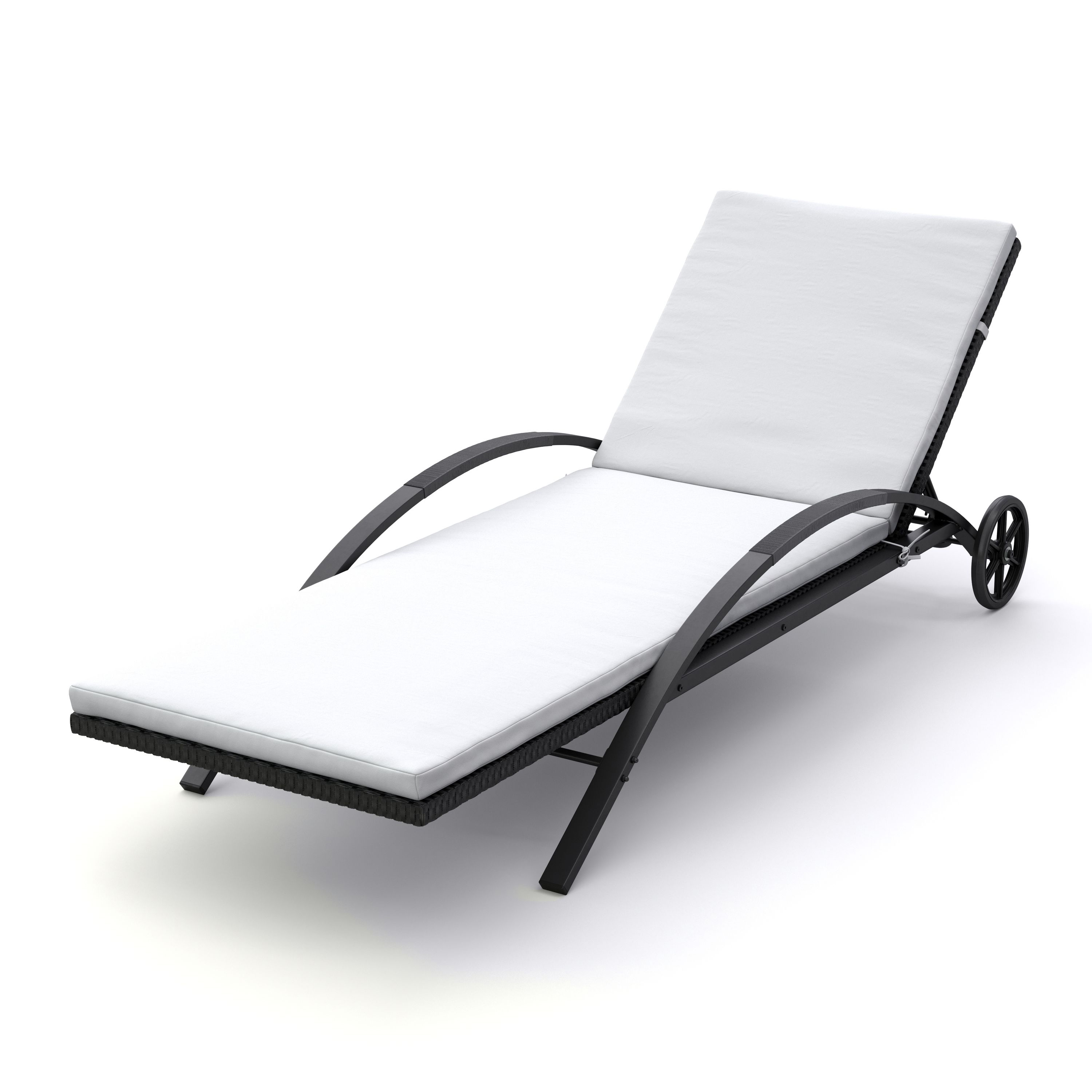 Liegestuhl Rattan LORIS schwarz/weiss