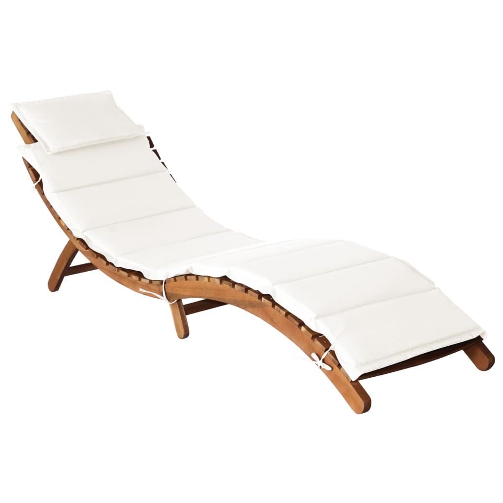 Chaise longue bois en acacia avec coussin