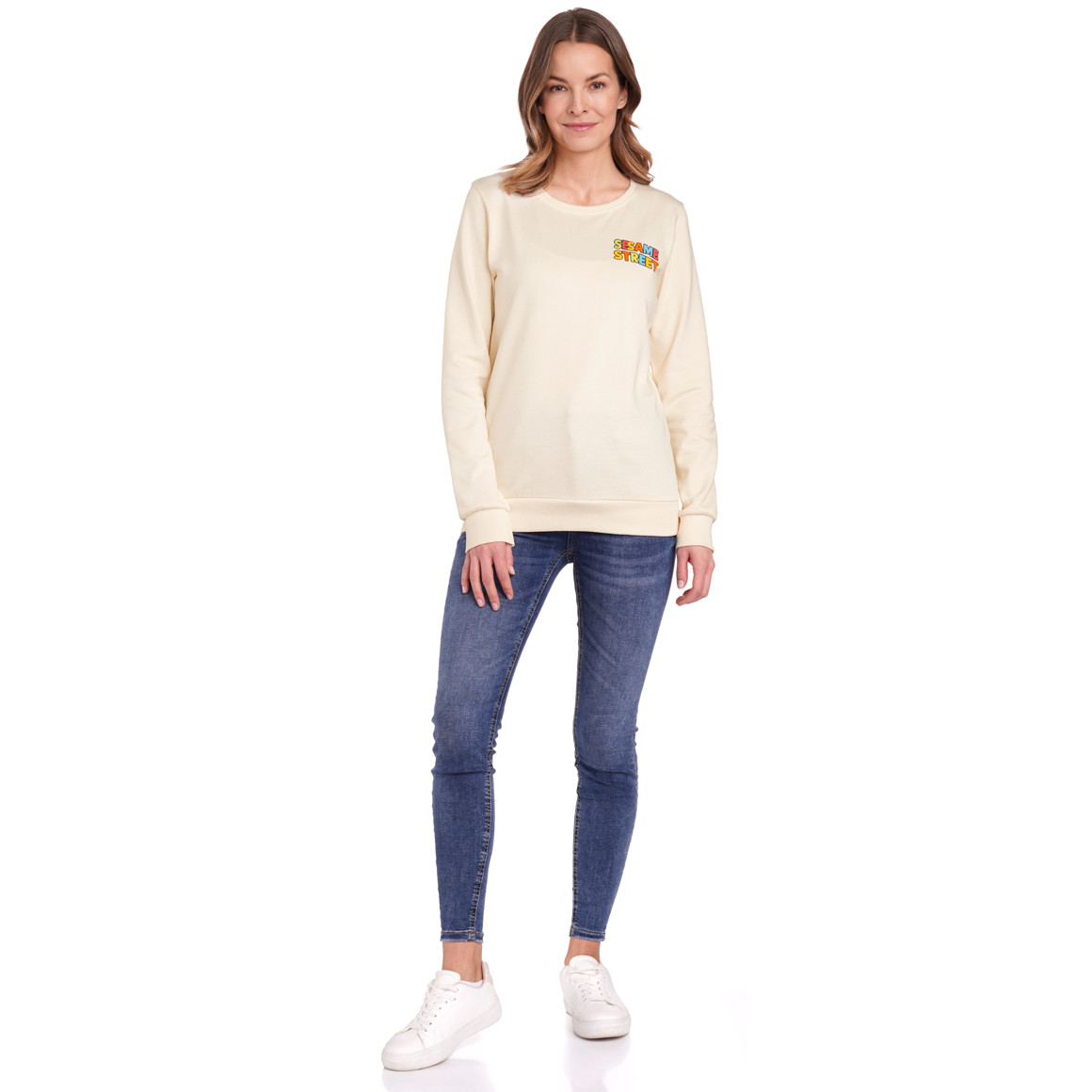 Gina Benotti Sesamstraße Sweatshirt mit Backprint cremeweiss