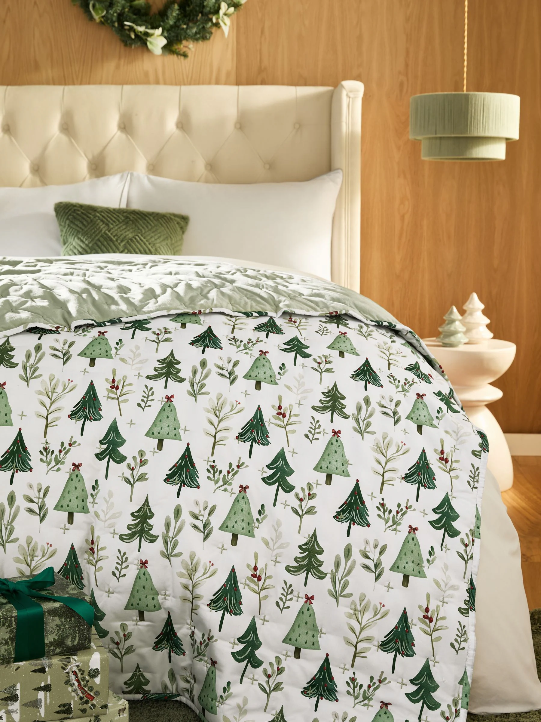 Bedsprei van omkeerbaar fluweel met kerstscène