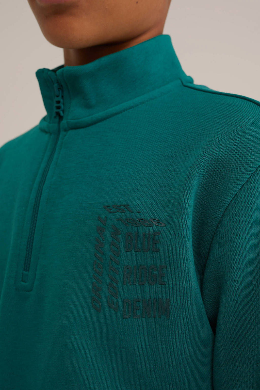 WE Fashion sweater met printopdruk turquoise