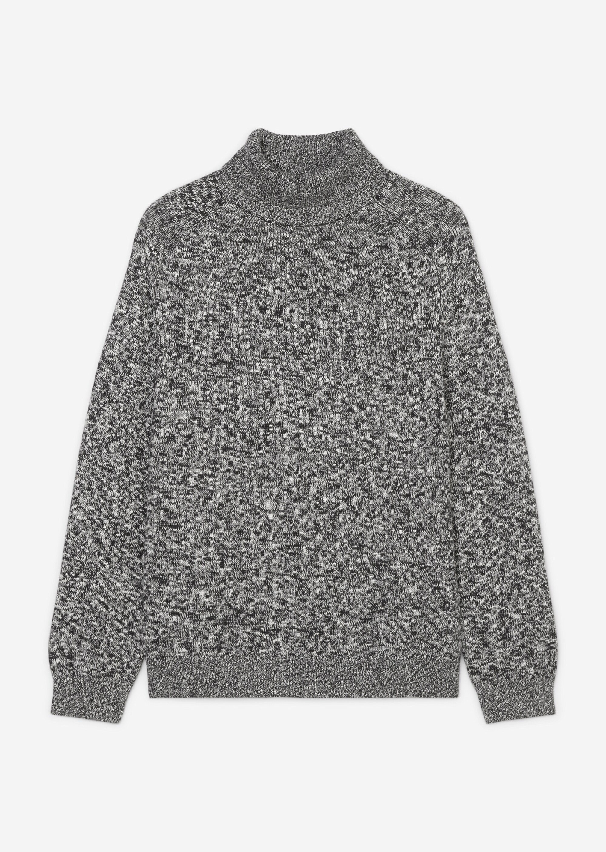 Rollkragen-Pullover relaxed aus zweifarbigem Bio-Baumwoll-Garn