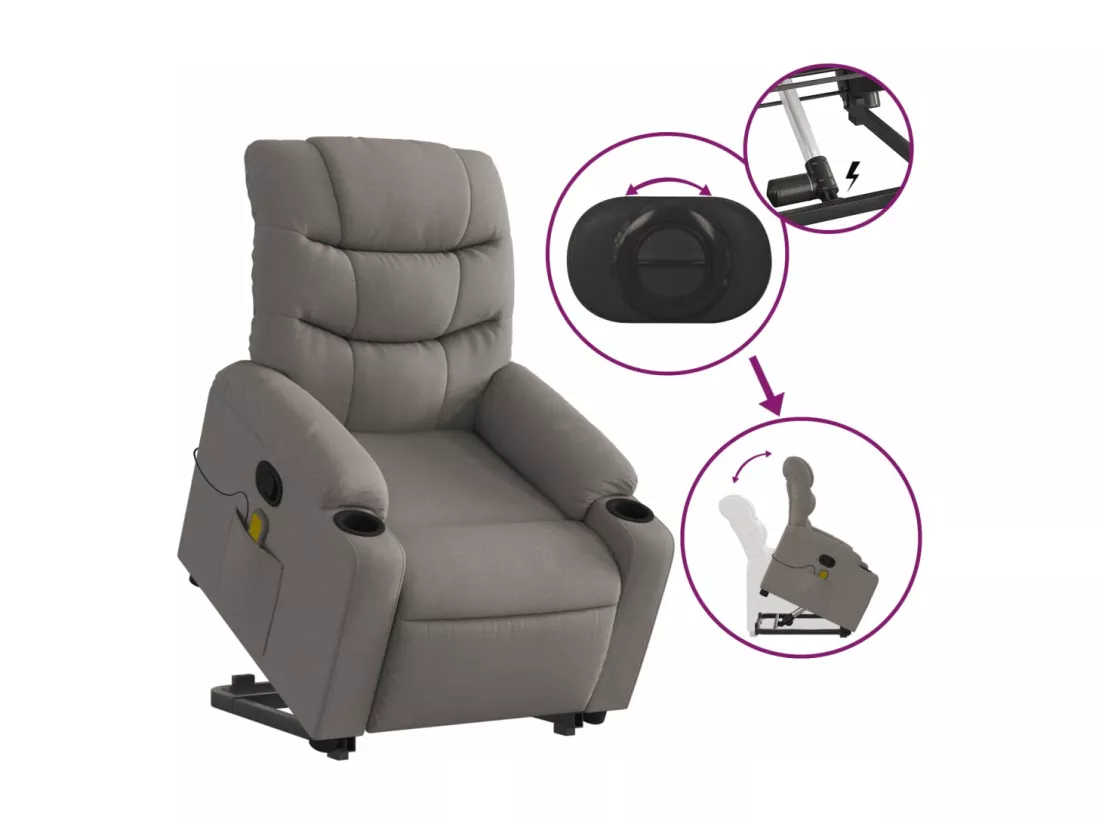 Fauteuil inclinable massant Taupe Tissu