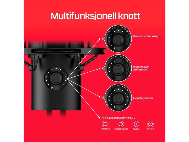 HyperX QuadCast 2 - Mikrofon - USB - sort