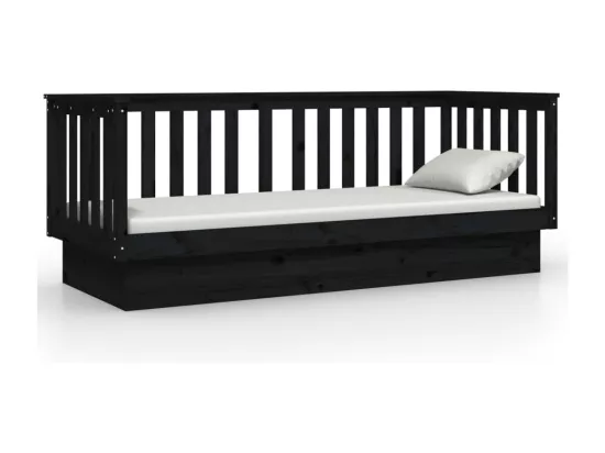 Lit de jour sans matelas noir 75x190 cm bois de pin massif