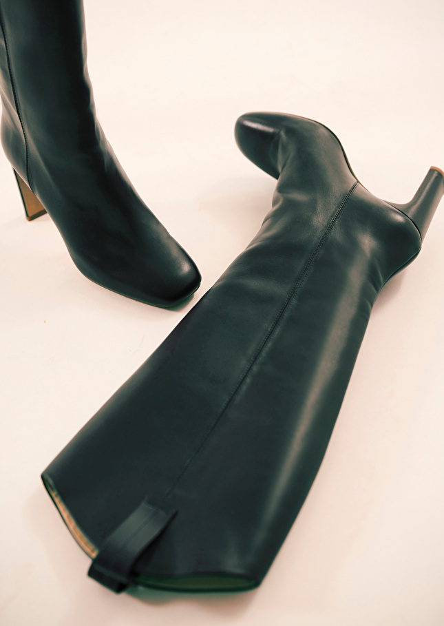 Bottes Khloevert émeraude en cuir