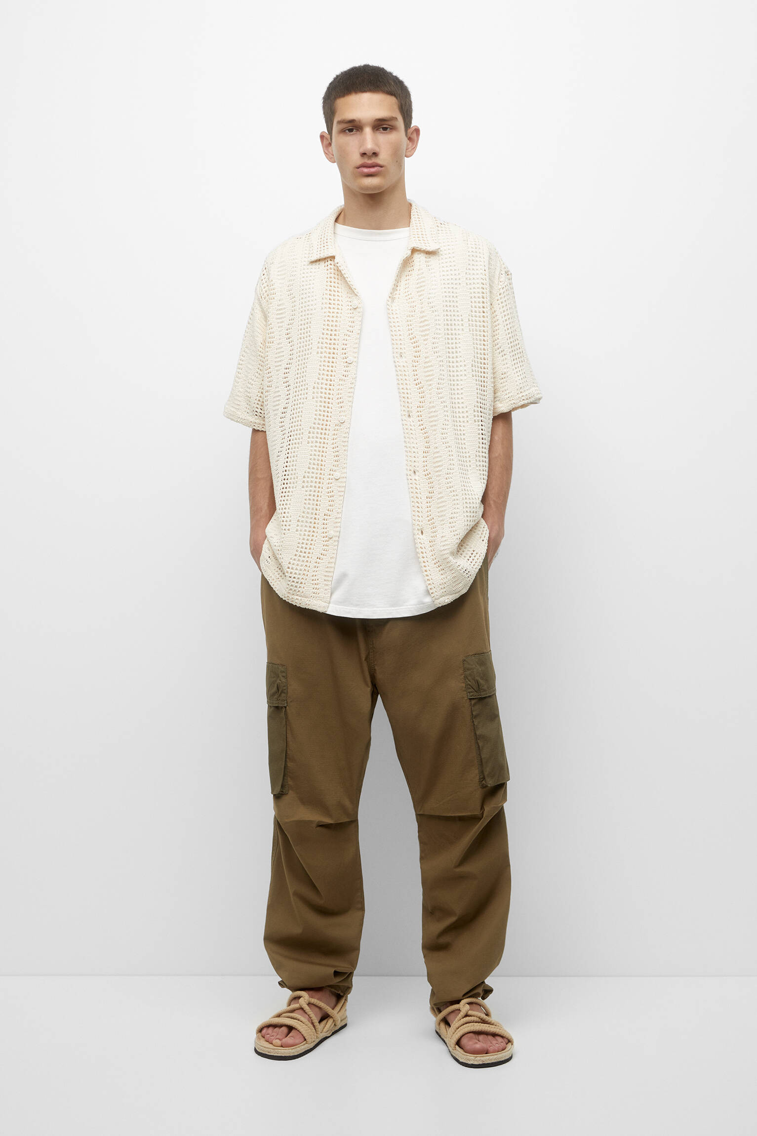 Camisa de manga curta - Branco-sujo