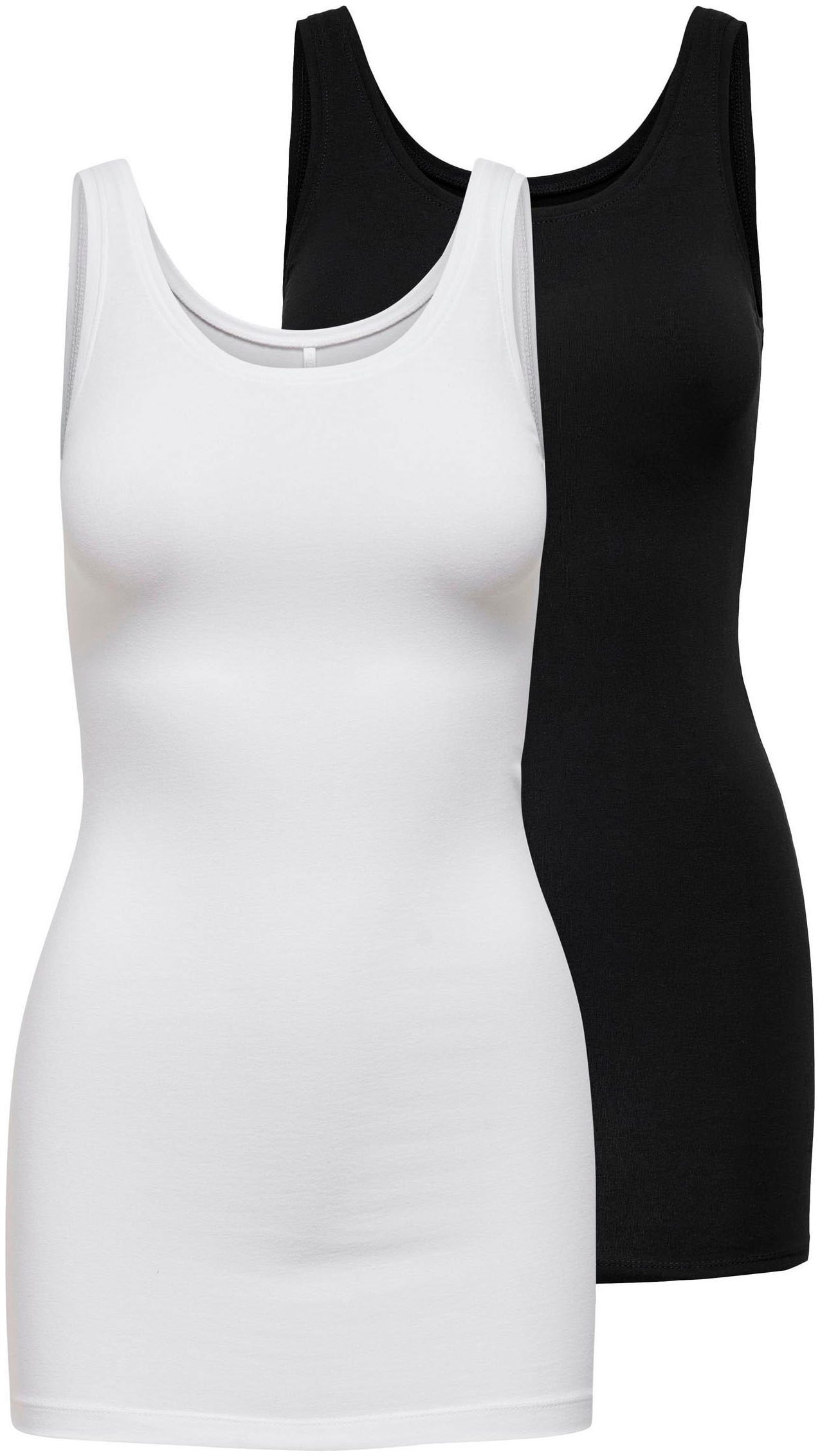 ONLY Tanktop »ONLLIVE – Slim-Fit Tanktops mit Stretch für optimalen Sitz«, 2 Stk. slim fit, casual, Jersey, Baumwollmischung, Rundhals