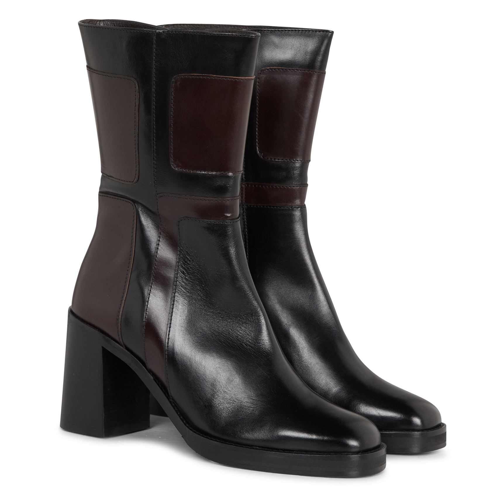 Bottines en cuir lisse| Noir