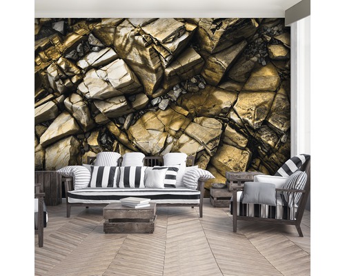 Vliesbehang 12610V4 Golden Rocks 2-delige set 254 x 184 cm