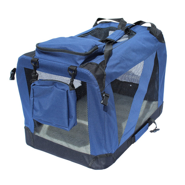 Transportadora dobrável para cães Yatek com entradas laterais e superiores, oferecendo alta visibilidade, conforto e segurança para o seu animal de estimação, tamanho M (60 x 42 x 42 cm).