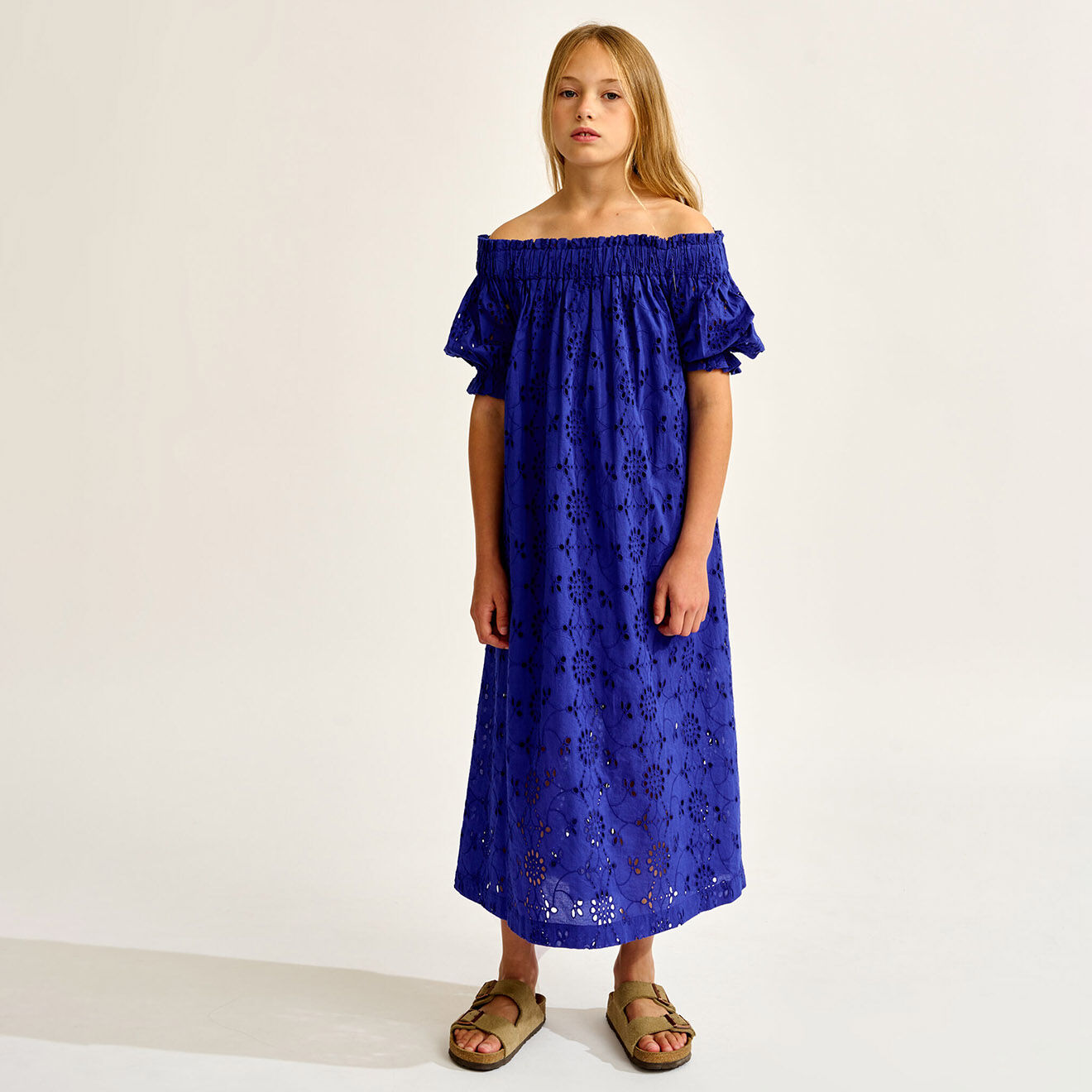 Bellerose Robe en Popeline brodée Henna bleue