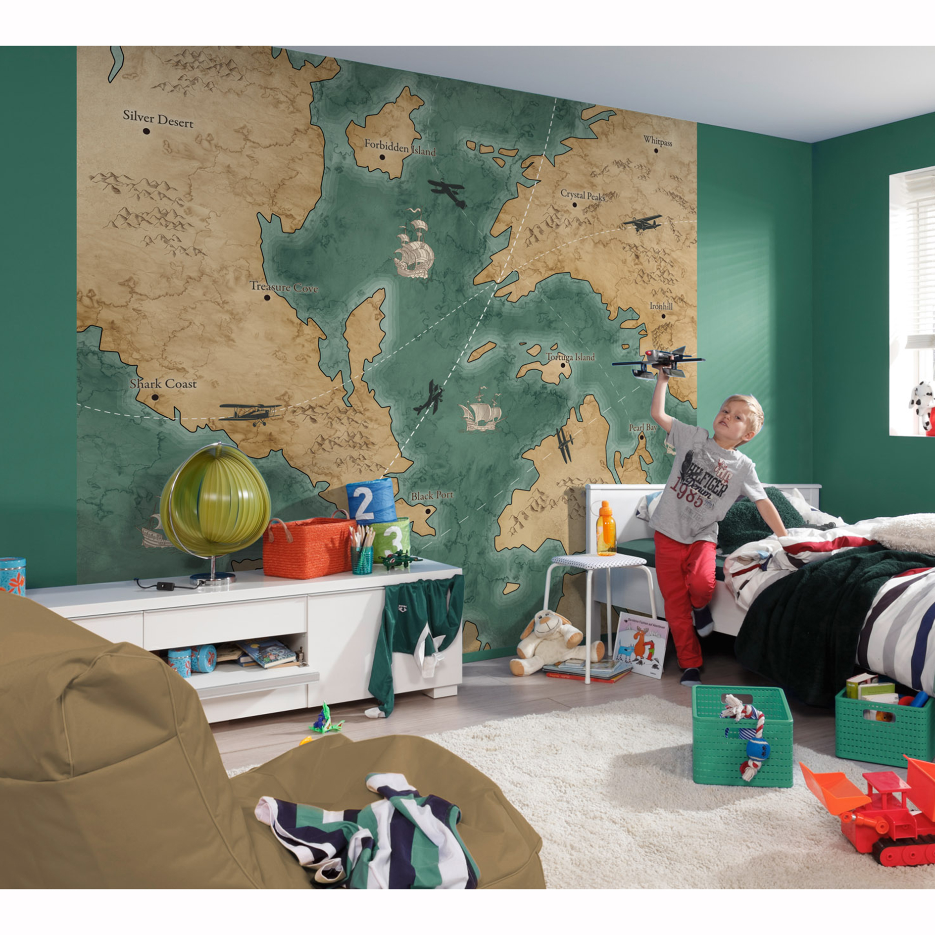 Vlies-Fototapete OLD TRAVEL MAP - 300x280 cm