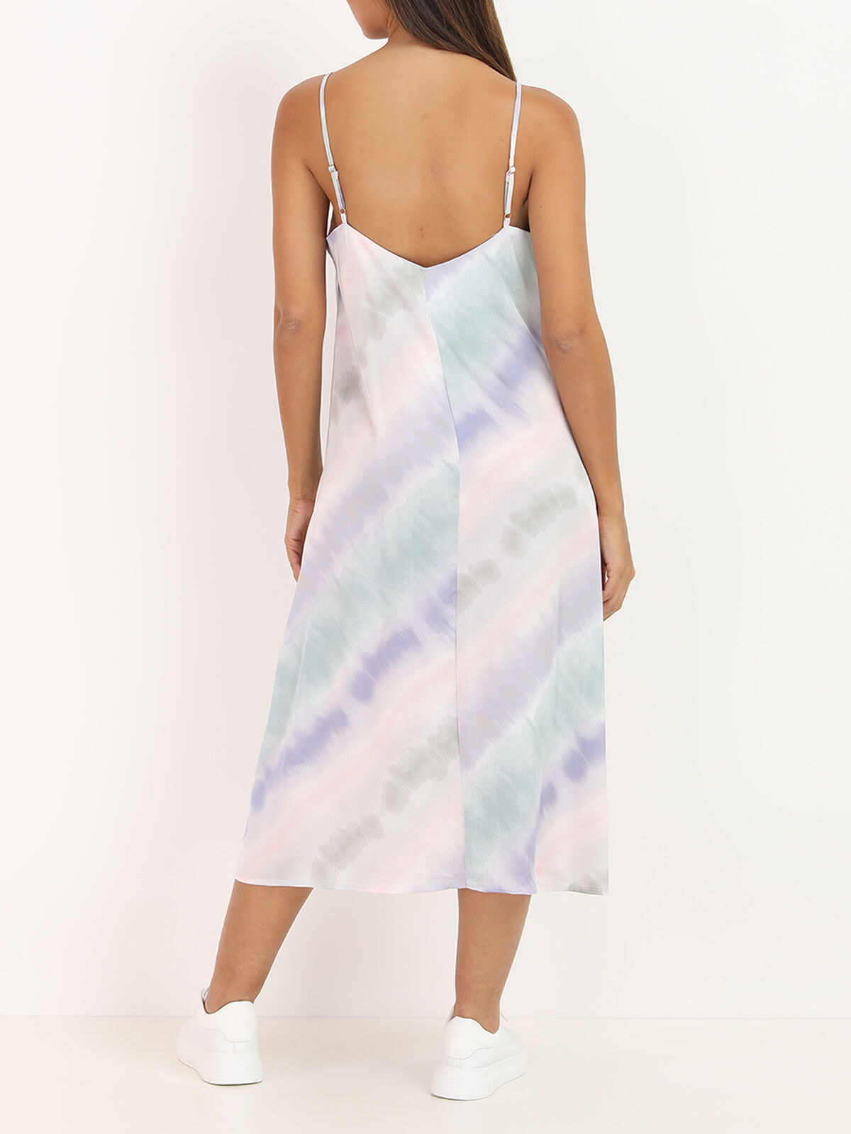 Robe mi-longue satiné à tie and dye- Violet