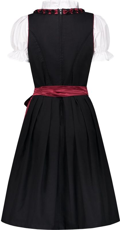 Dirndl - Zwart-Wijnrood - 3-Delig - Katoen