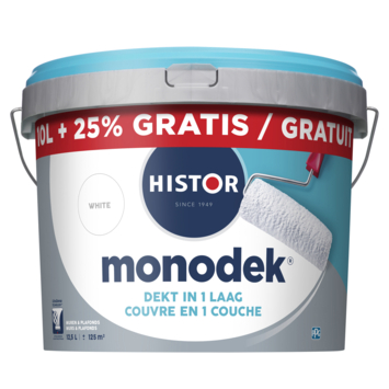 Histor Monodek muurverf wit 10 liter   25% gratis