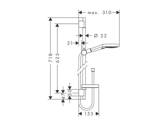 Set de douche 120 3jet avec barre Unica'S puro 65 cm et porte-savon chromé Hansgrohe Raindance Select S