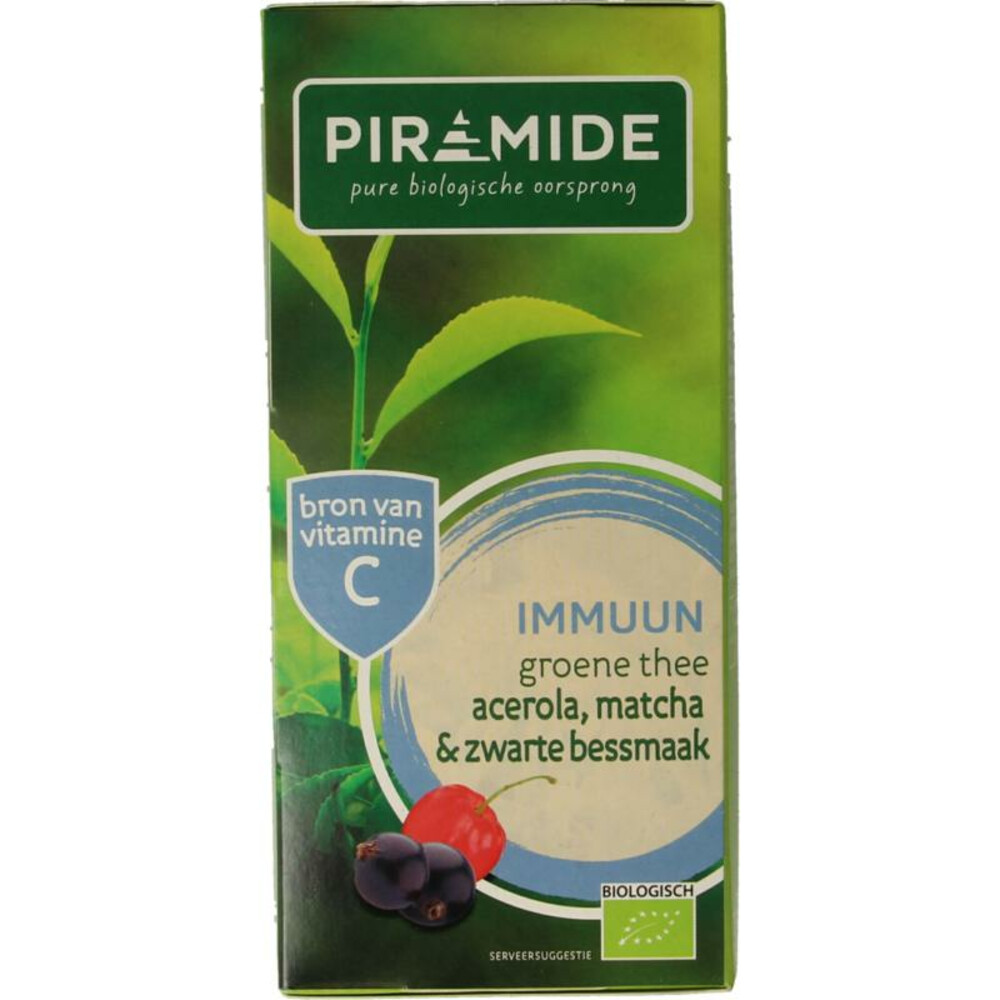 Piramide Groene Thee Immuun Acerola, Matcha & Zwarte Bes20 stuks