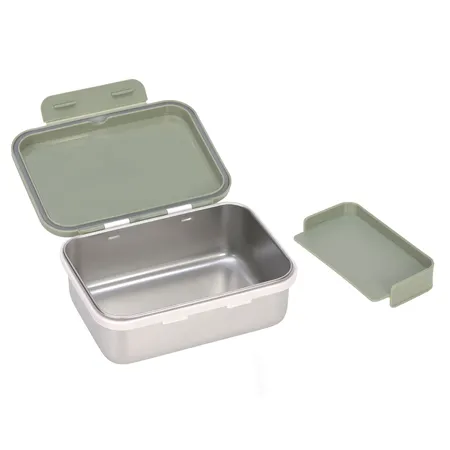 Lässig Brotdose Kinder - Edelstahl Lunchbox, Happy Prints Oliv