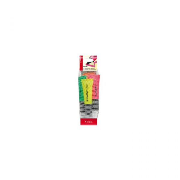 Stabilo Marcador Neon Ponta Biselada 2 mm - 5 mm Verde Laranja Rosa Amarelo