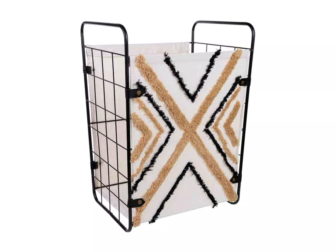 Panier à linge en métal et tissu 46x35x55/63