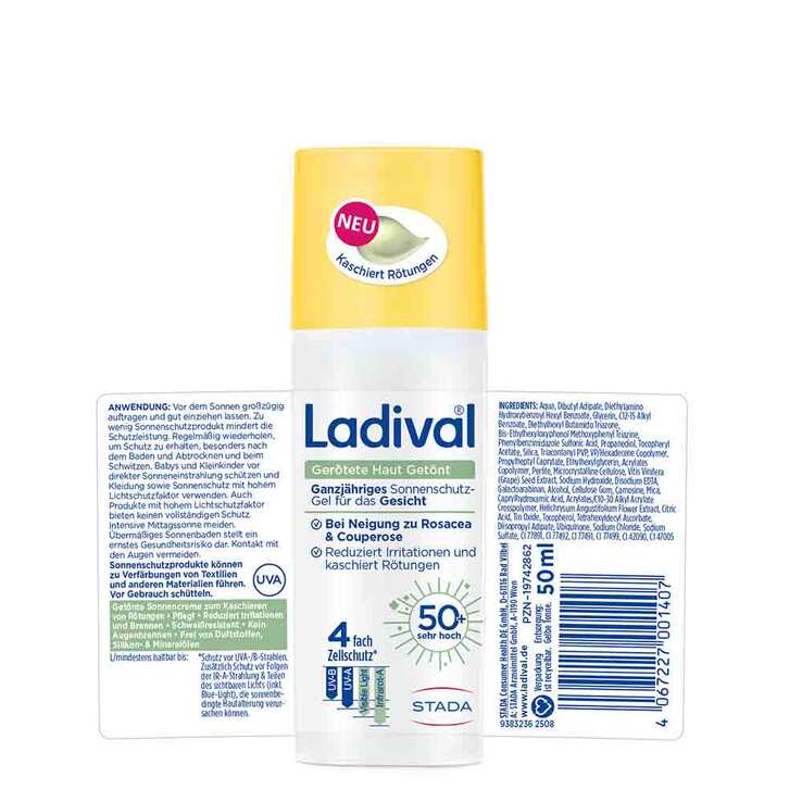 Ladival Gerötete Haut Sonnenschutz Gel getönt LSF 50 +, 50 ml