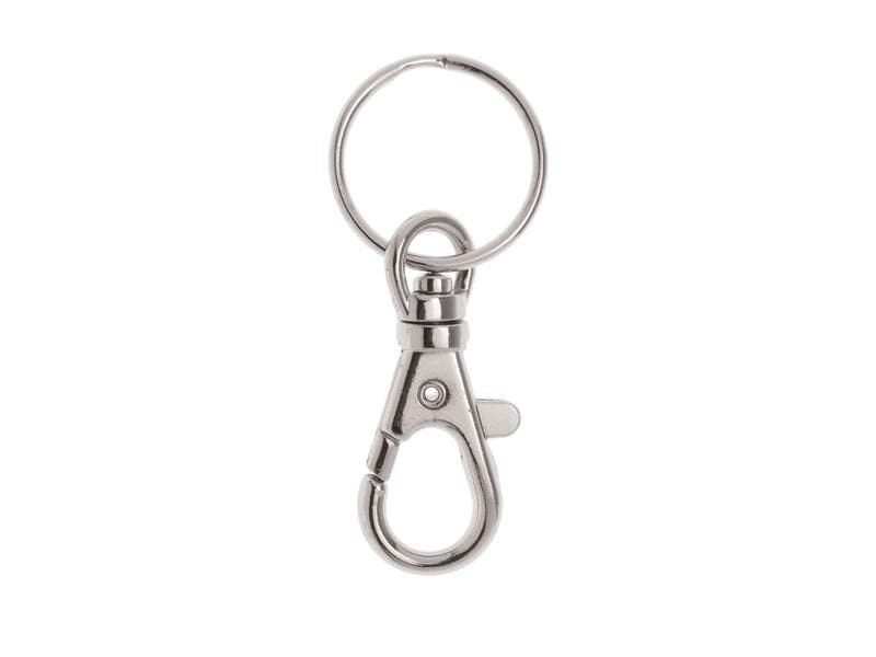 Glorex Schlüsselanhänger mit Karabiner, Ø 25 mm, Silber Schlüsselring zum Basteln von Schlüsselanhängern