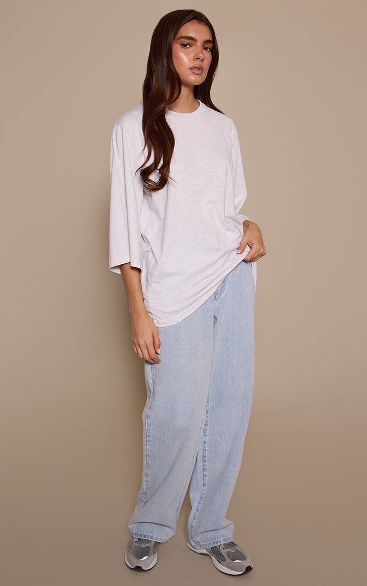 Gris Chiné T-shirt En Coton Oversize À Manches Évasées