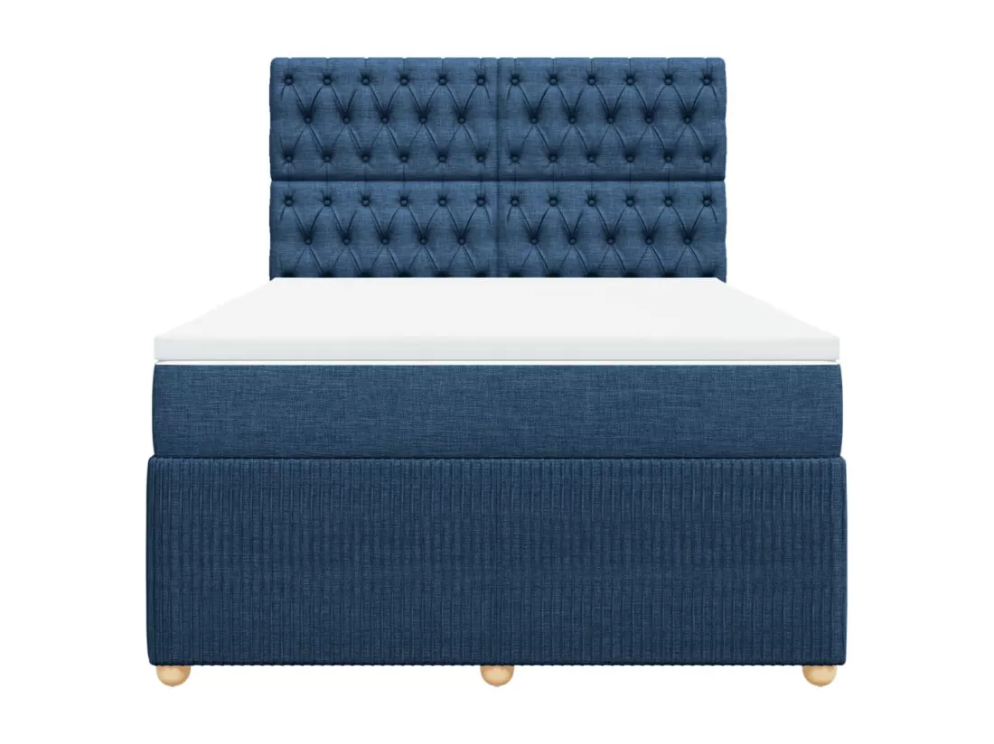 Sommier à lattes de lit avec matelas Bleu 160x200 cm Tissu