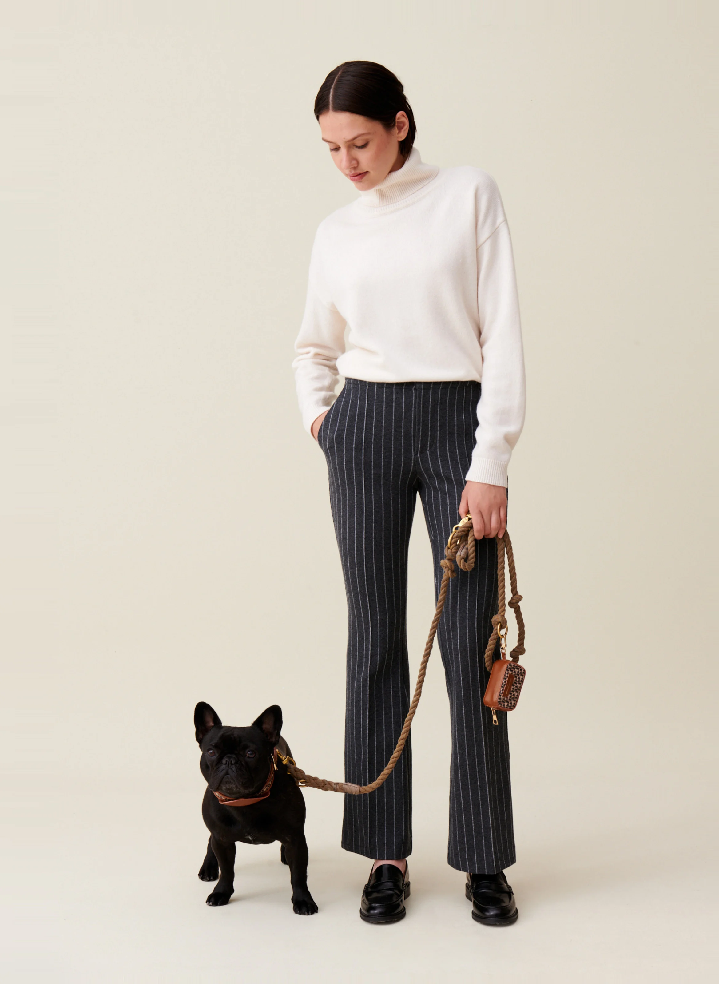 Pantalon flare rayé en coton mélangé | Multicolore