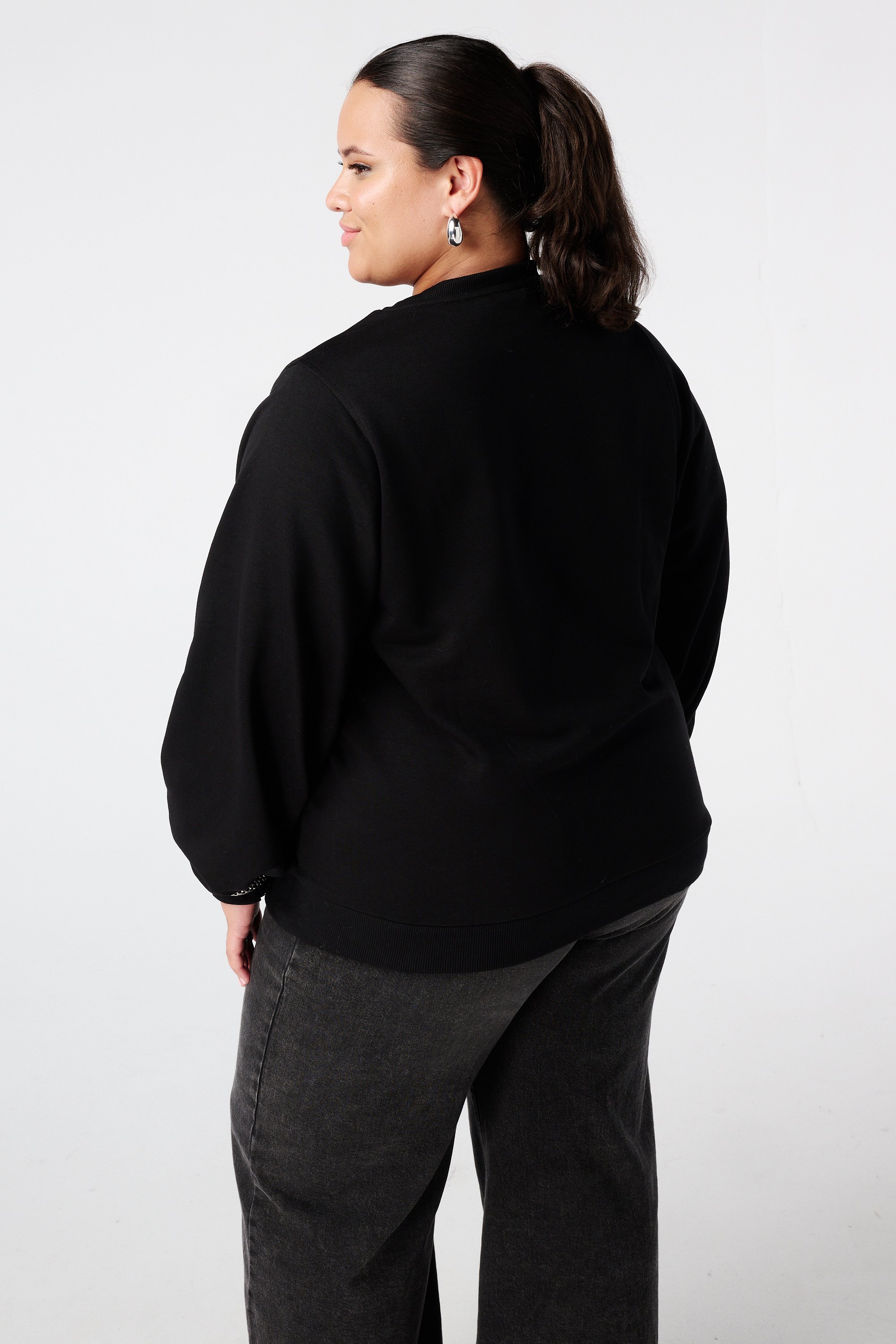 Sweater met glitter tekst Zwart