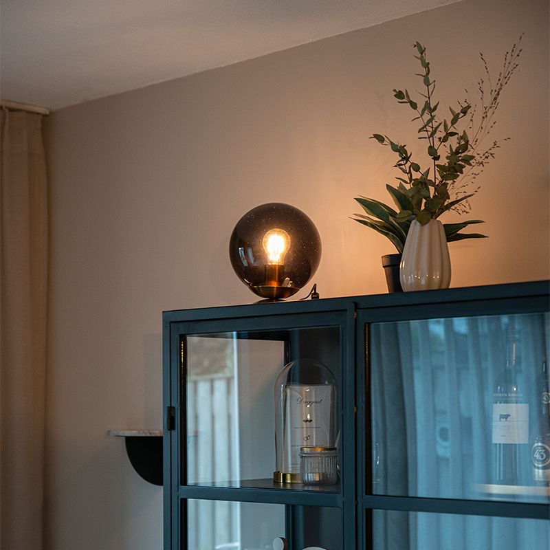 Art deco tafellamp messing met zwart glas - Pallon
