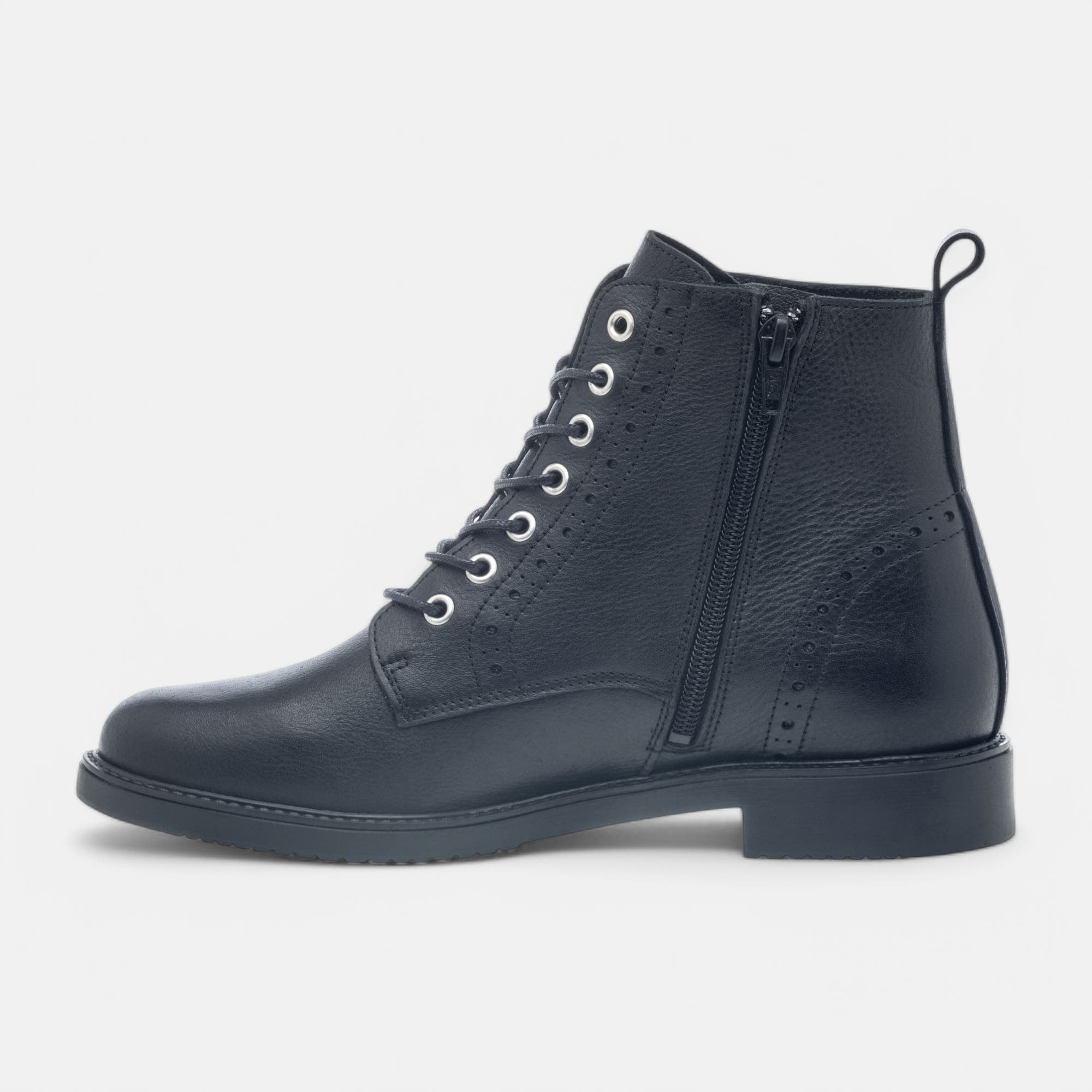 Bottines à lacets Femme en cuir noir