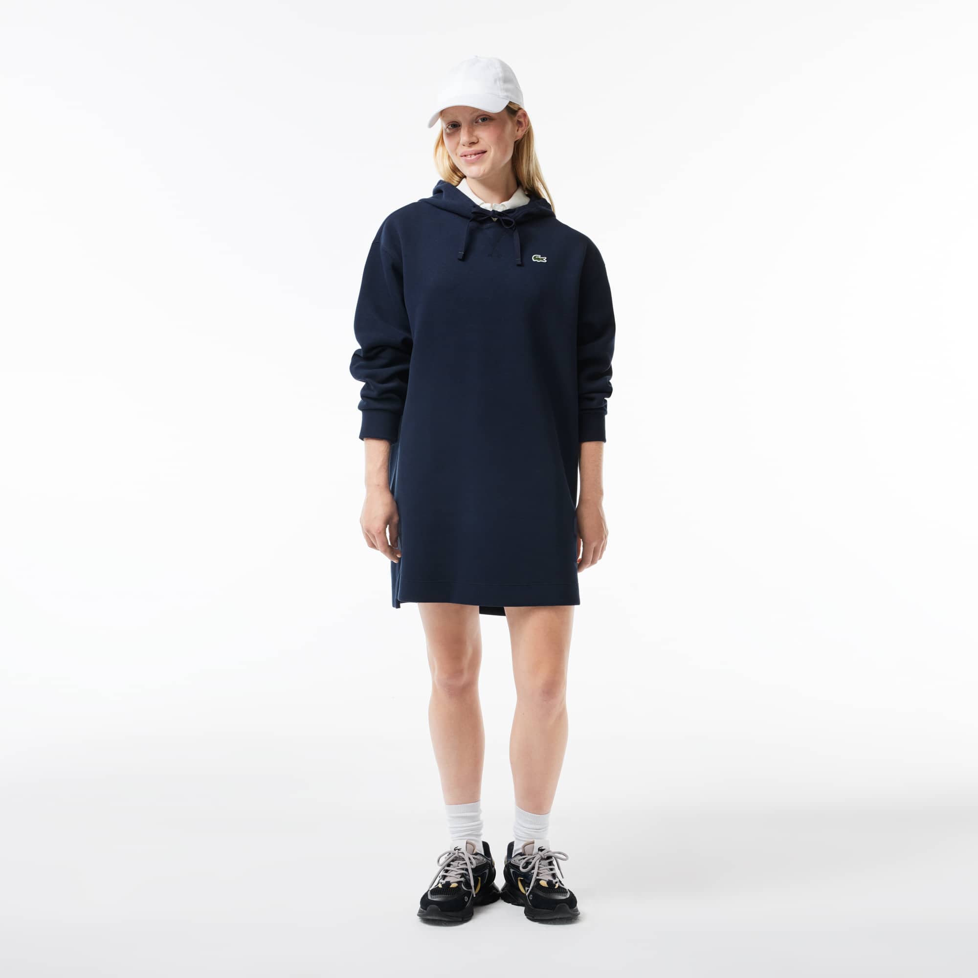 Robe sweatshirt à capuche en piqué double face Robes & Jupes - Bleu - Lacoste - Femme