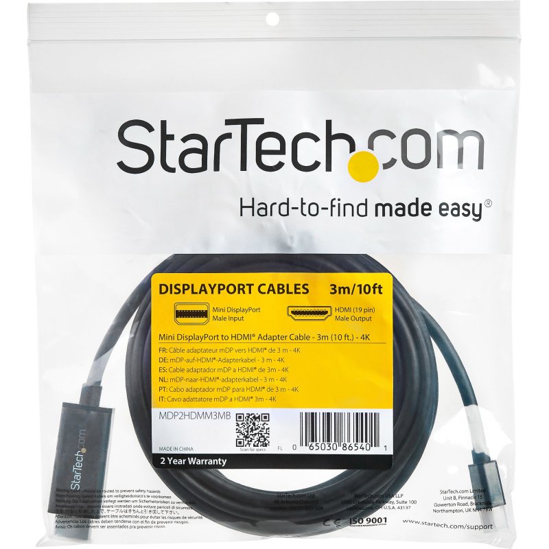 StarTech.com Câble adaptateur Mini DisplayPort vers HDMI de 3 m - 4K 30 Hz - Noir